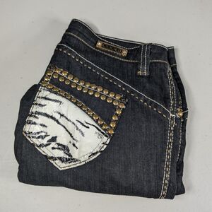 Coogi Jeans Womens Size 9/10 Black White Leopard Print Low Rise Stretch Jeans